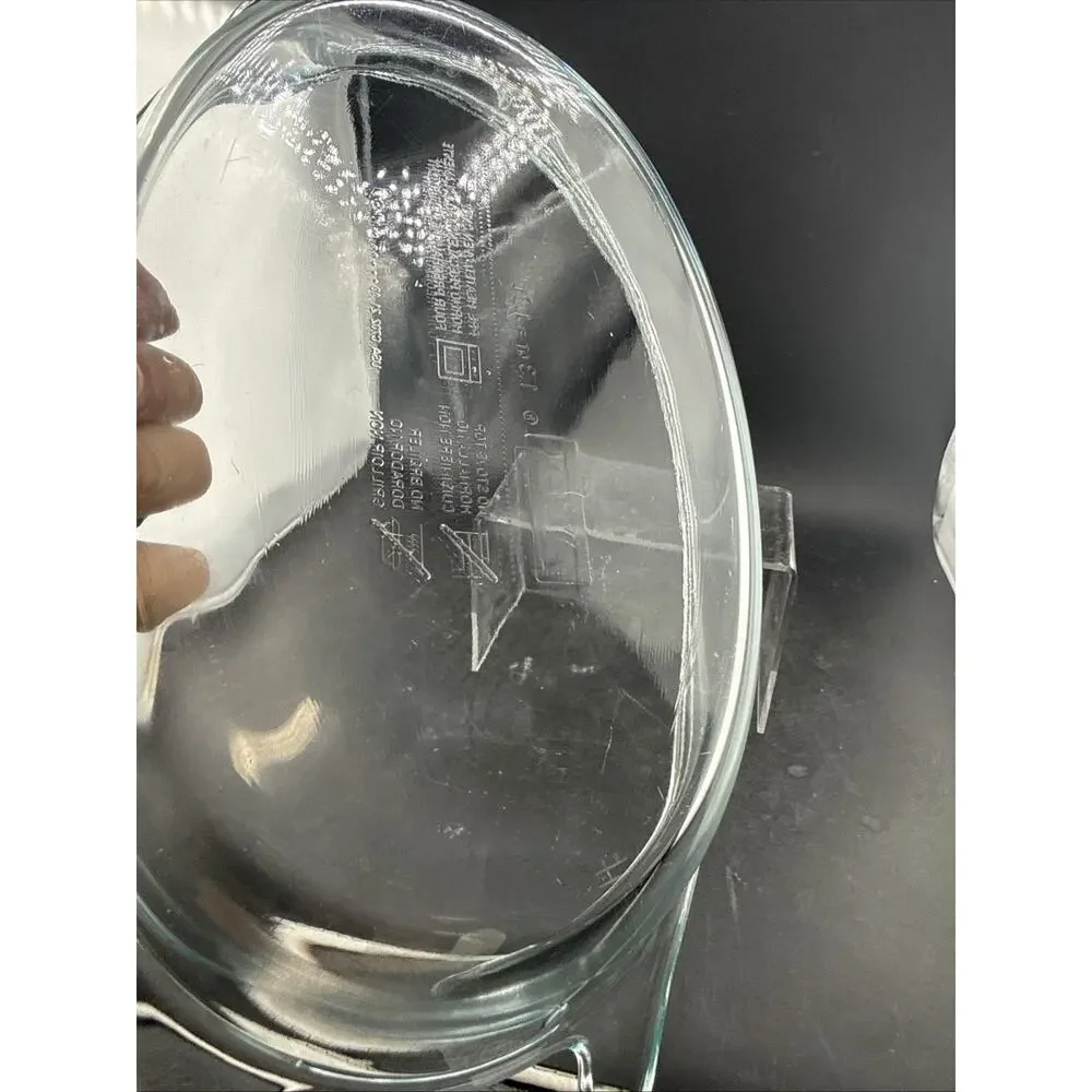 Pyrex 1.3 Qt Aqua Tint Clear Glass Oval Casserole Baking Dish USA